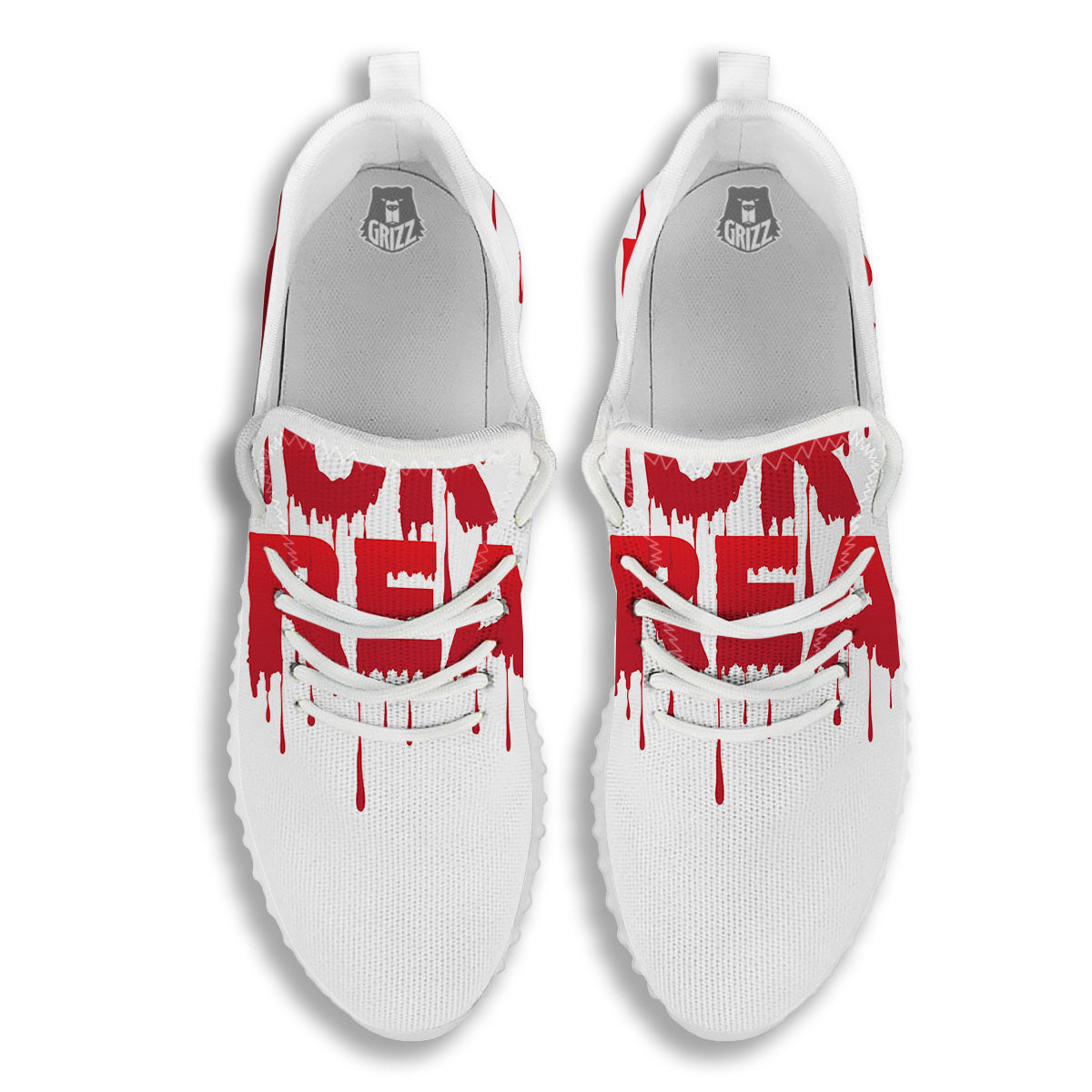 Trick Or Treat Red Blood Halloween Print White Walking Shoes-grizzshop