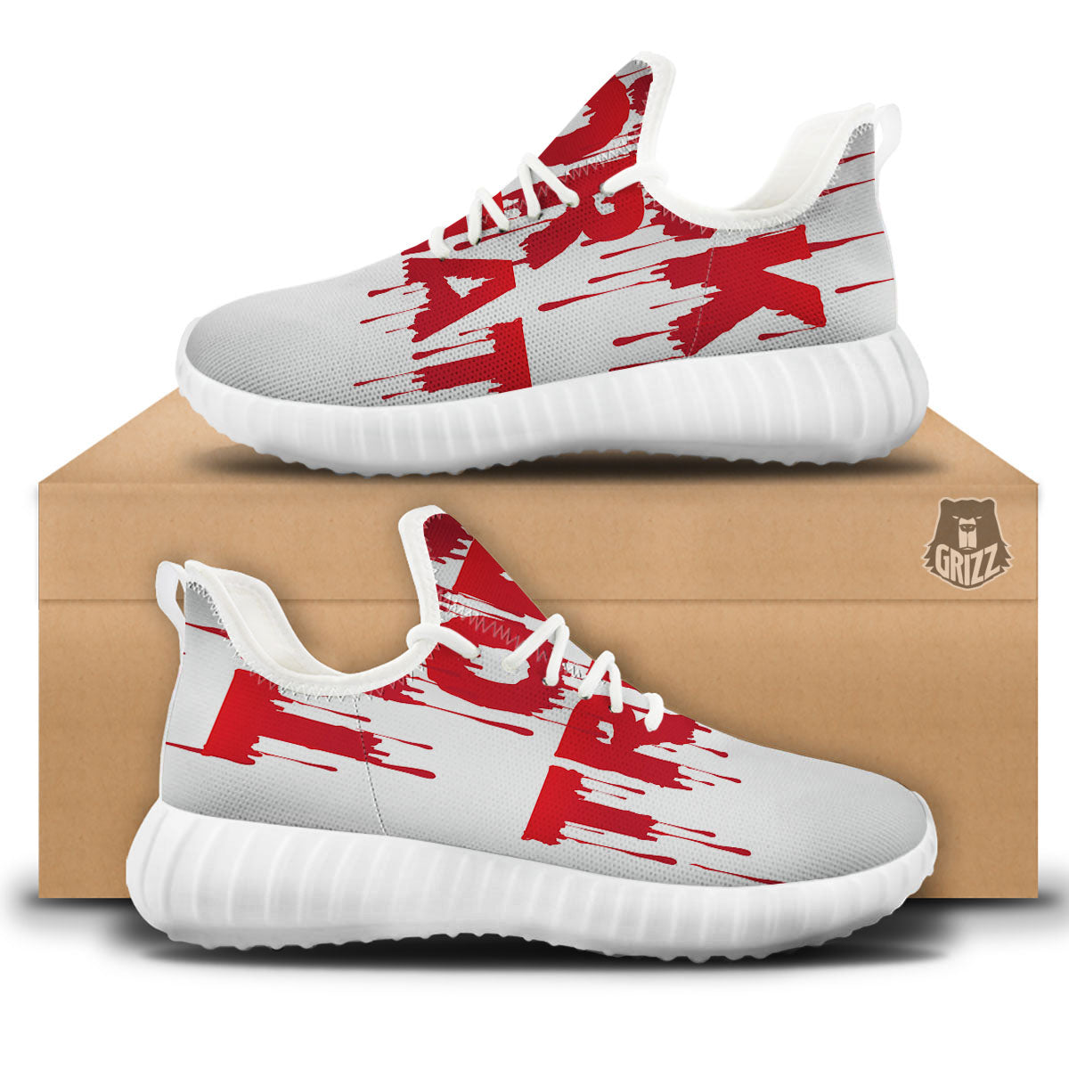 Trick Or Treat Red Blood Halloween Print White Walking Shoes-grizzshop