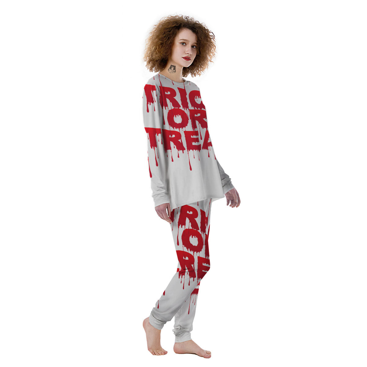 Trick Or Treat Red Blood Halloween Print Women's Pajamas-grizzshop