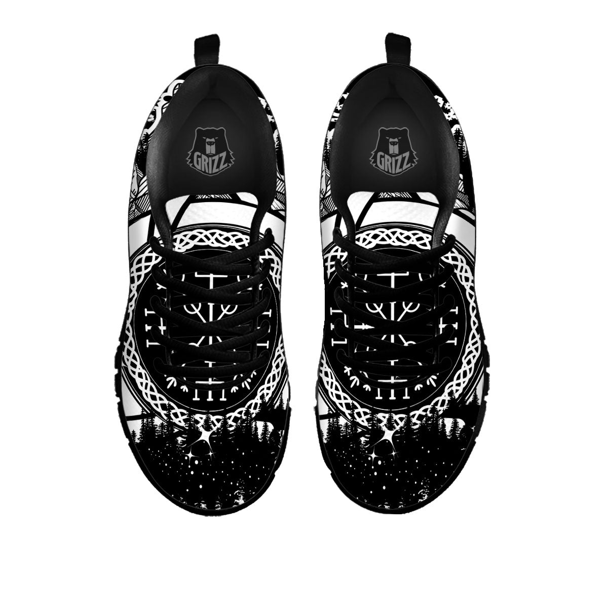 Trinity Knot Viking Celtic Print Black Sneaker-grizzshop