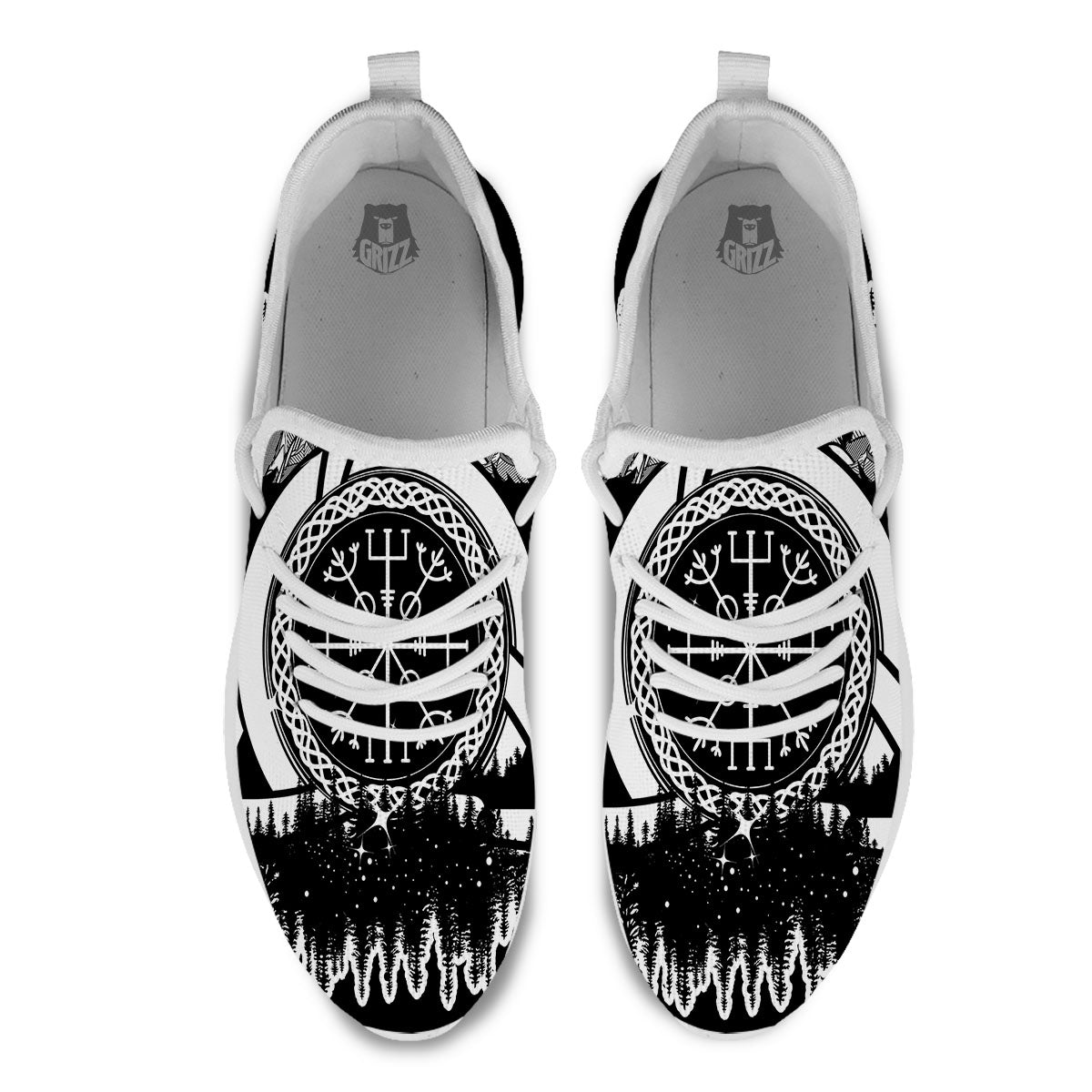 Trinity Knot Viking Celtic Print White Athletic Shoes-grizzshop