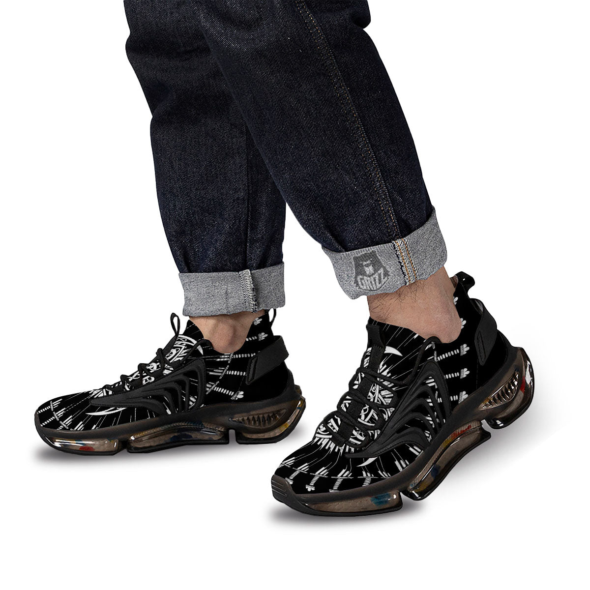Triple Horn Of Odin Viking Print Black Gym Shoes-grizzshop