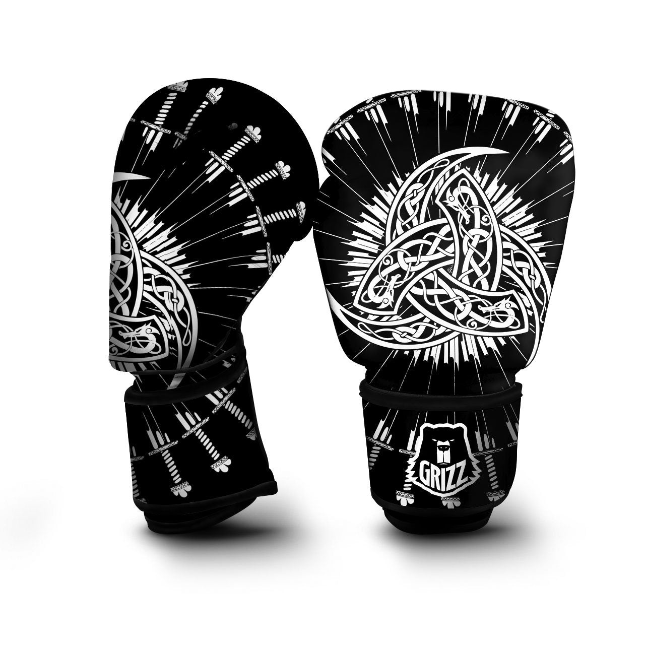Triple Horn Of Odin Viking Print Boxing Gloves-grizzshop