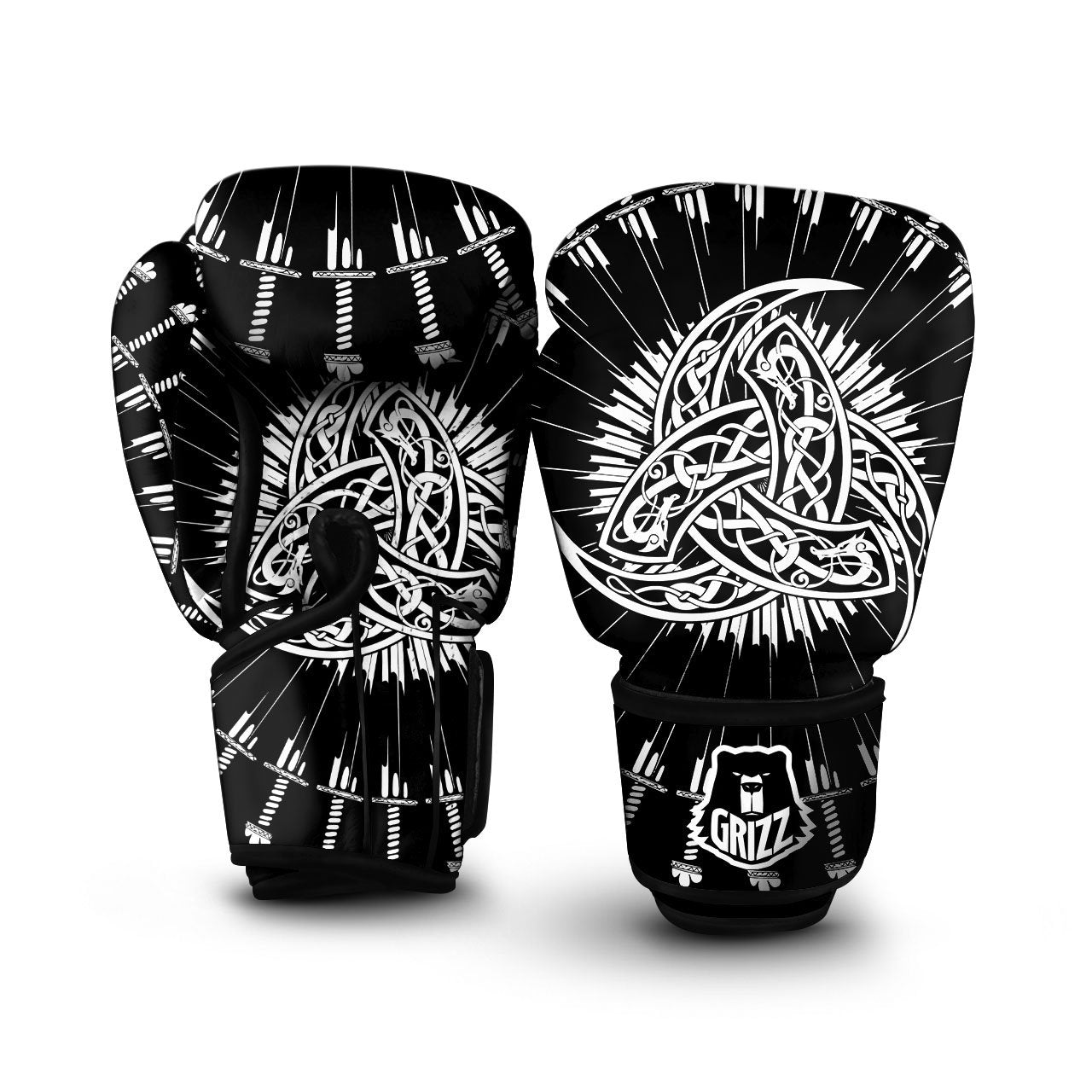 Triple Horn Of Odin Viking Print Boxing Gloves-grizzshop