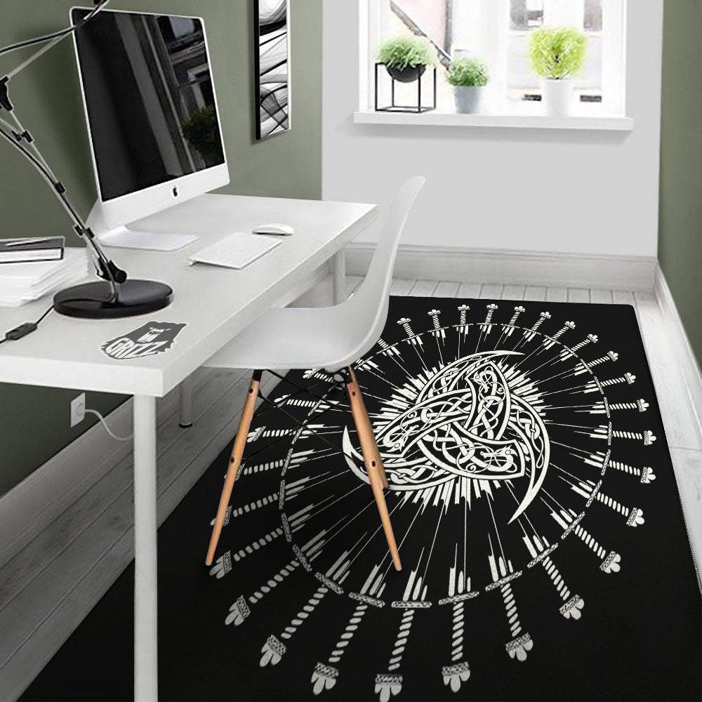 Triple Horn Of Odin Viking Print Floor Mat-grizzshop