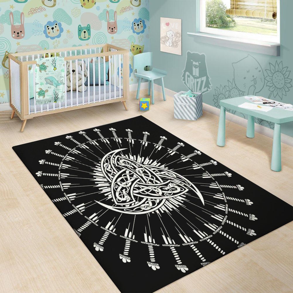 Triple Horn Of Odin Viking Print Floor Mat-grizzshop