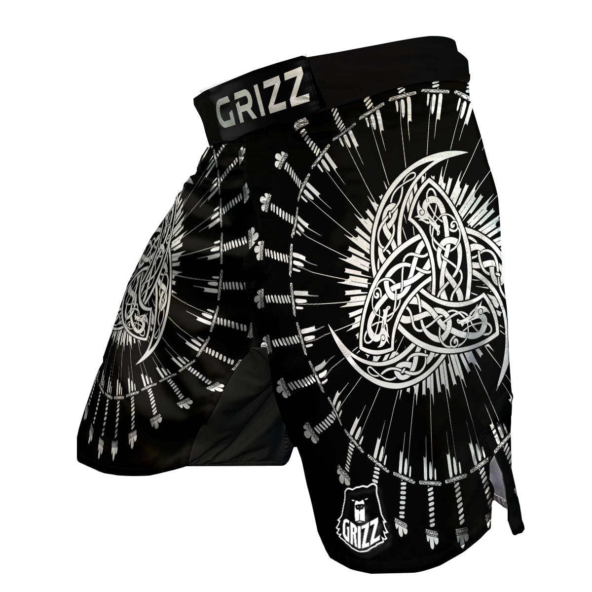Triple Horn Of Odin Viking Print MMA Shorts-grizzshop