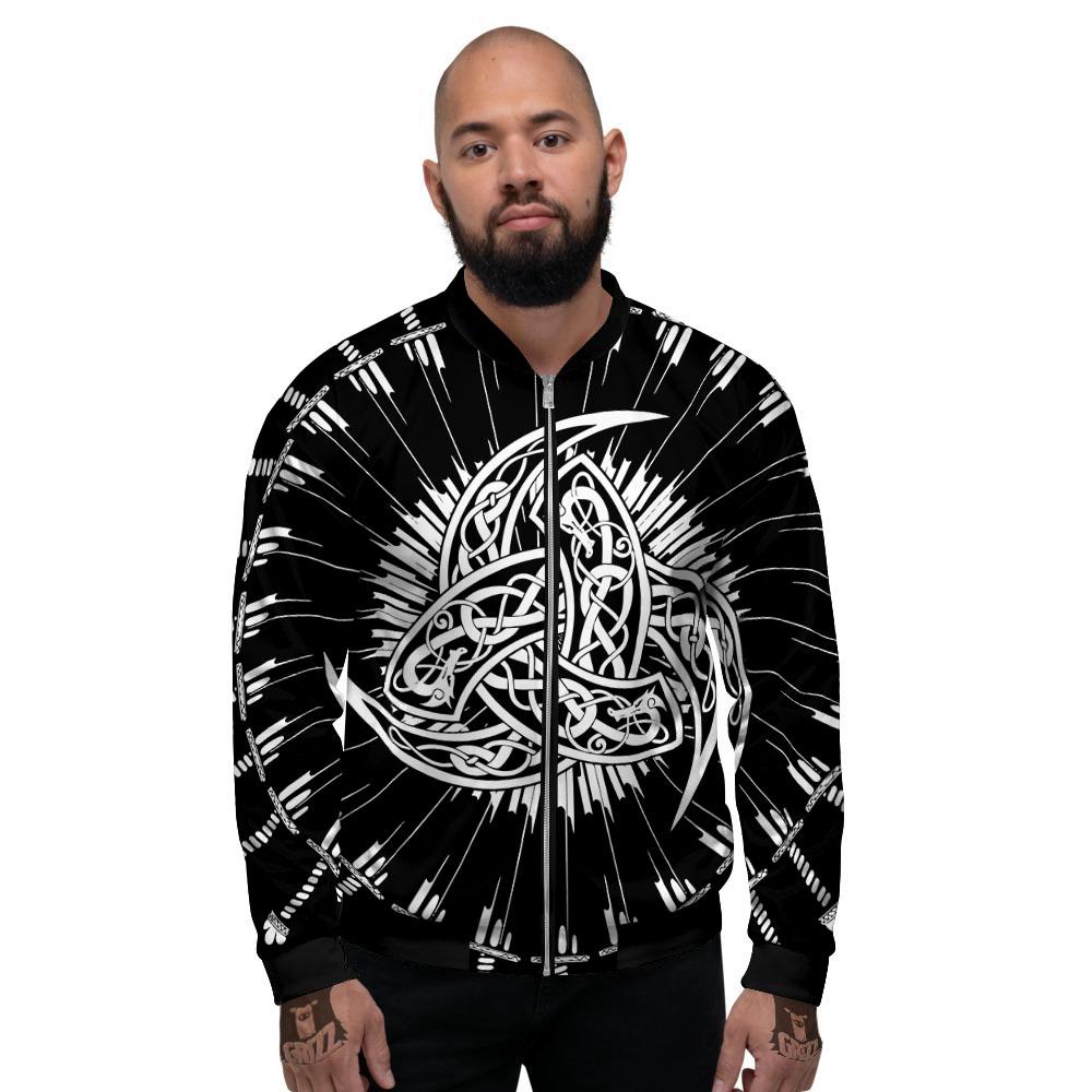 Triple Horn Of Odin Viking Print Men's Bomber Jacket-grizzshop