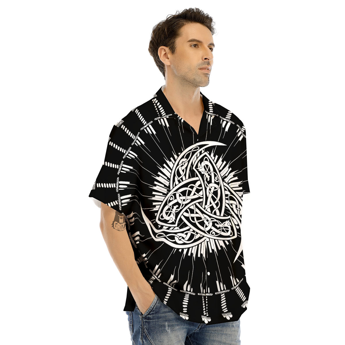 Triple Horn Of Odin Viking Print Men's Hawaiian Shirt-grizzshop