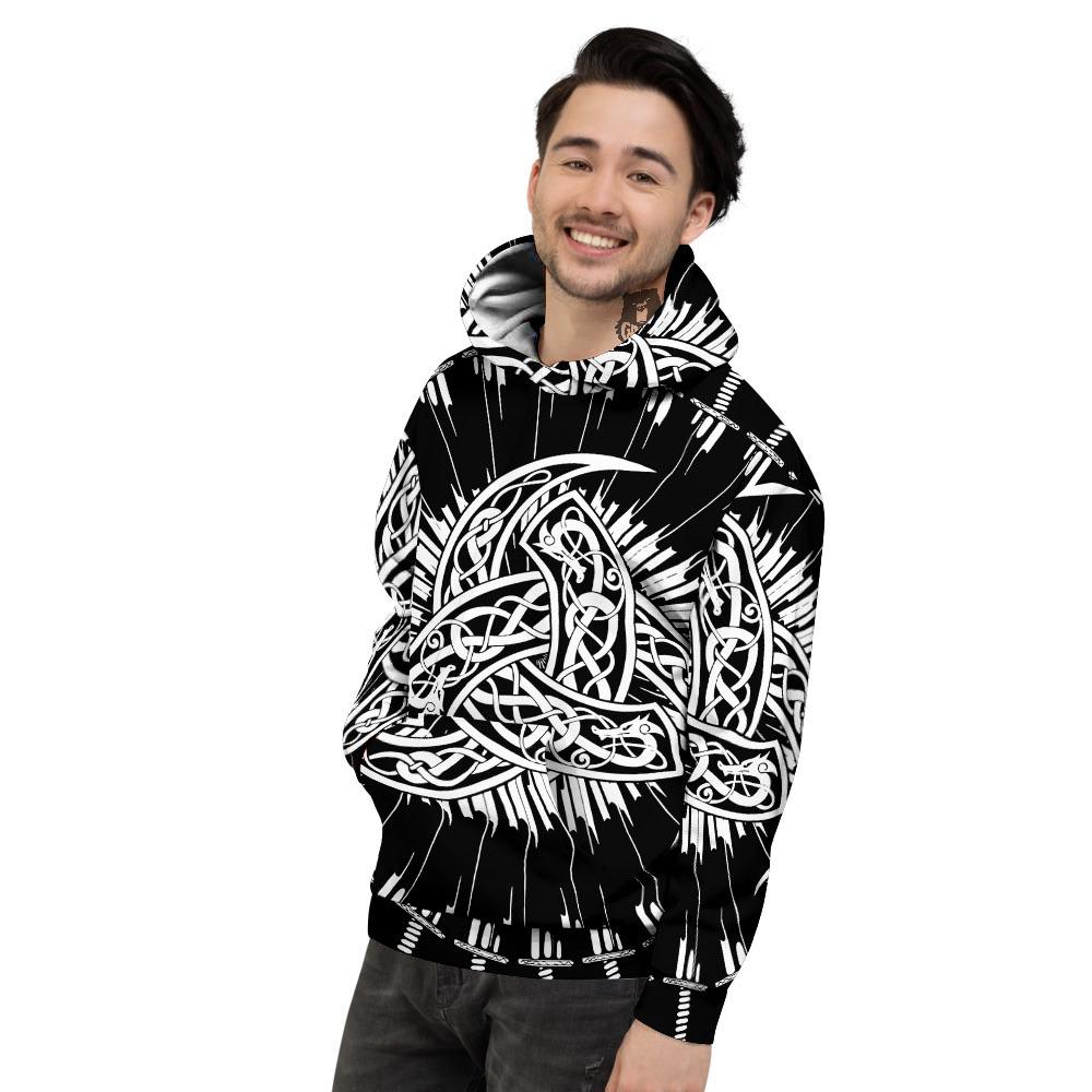 Triple Horn Of Odin Viking Print Men's Hoodie-grizzshop