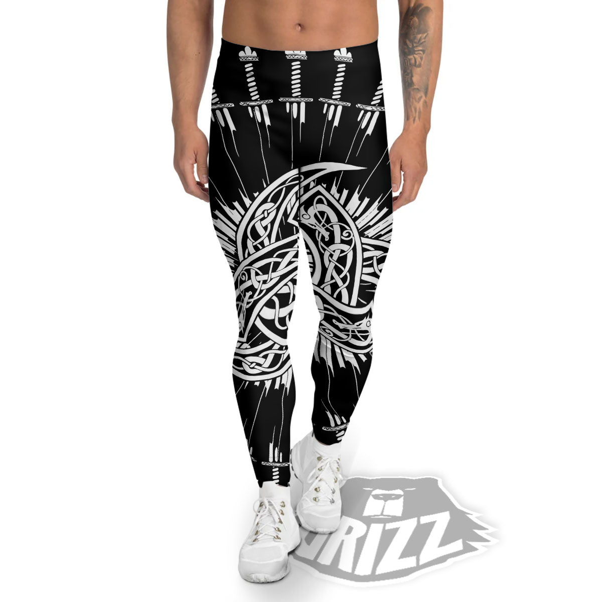 Triple Horn Of Odin Viking Print Men's Leggings-grizzshop