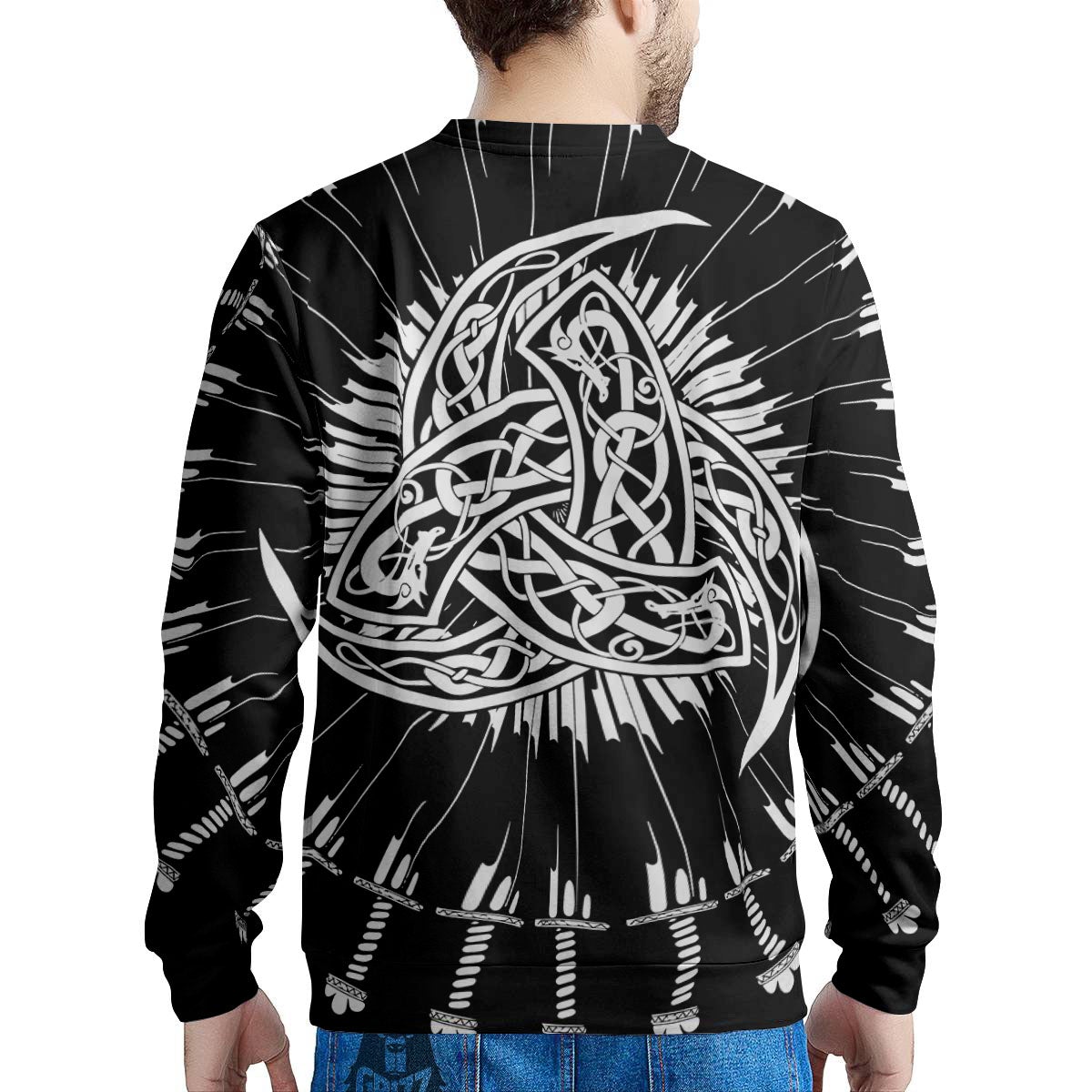 Triple Horn Of Odin Viking Print Men's Sweatshirt-grizzshop