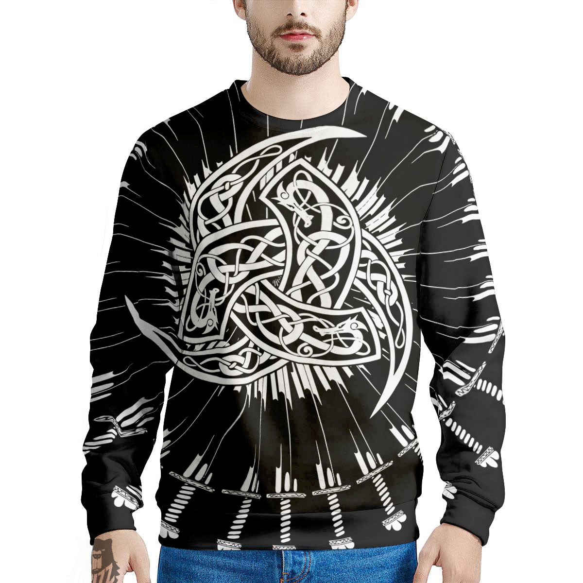 Triple Horn Of Odin Viking Print Men's Sweatshirt-grizzshop