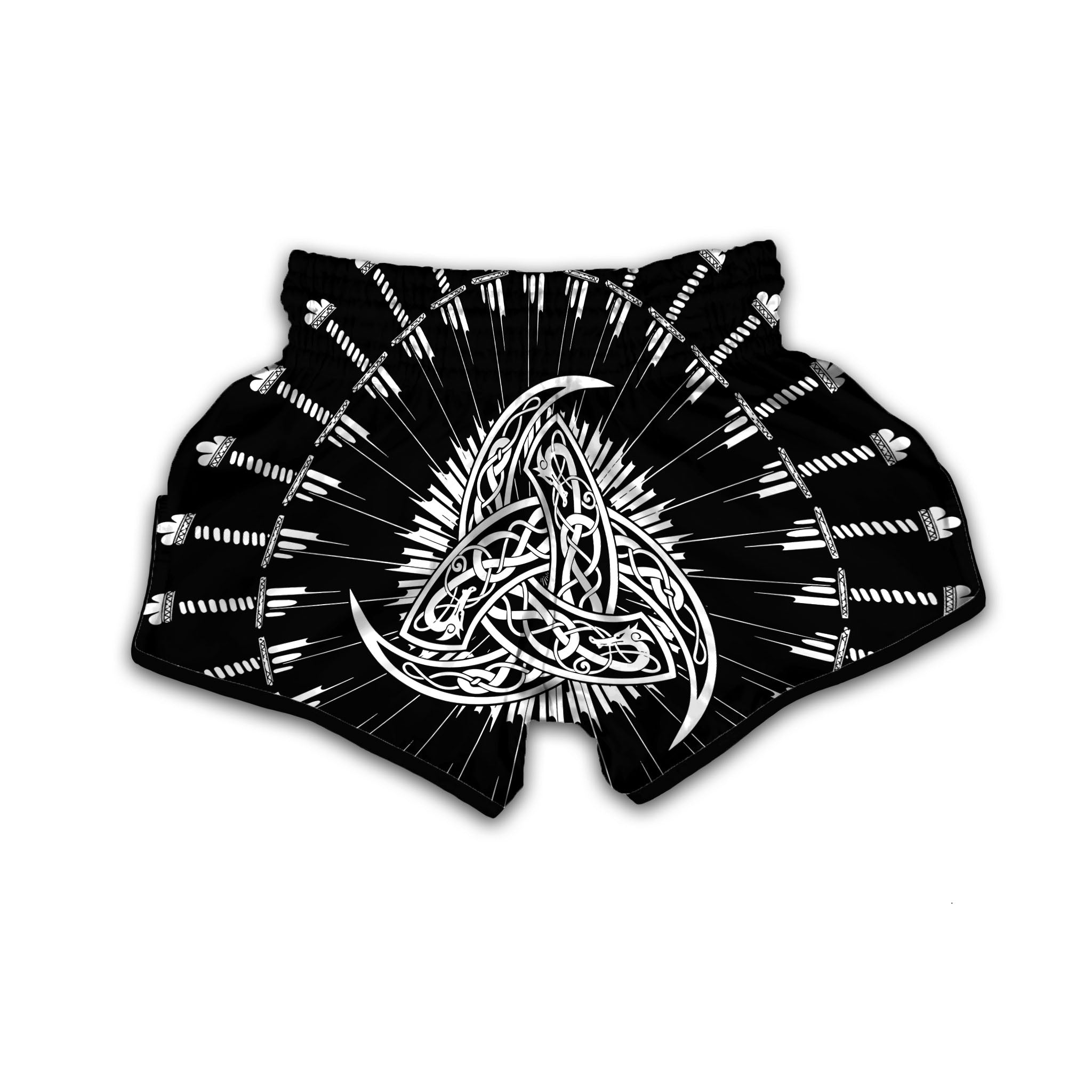 Triple Horn Of Odin Viking Print Muay Thai Boxing Shorts-grizzshop