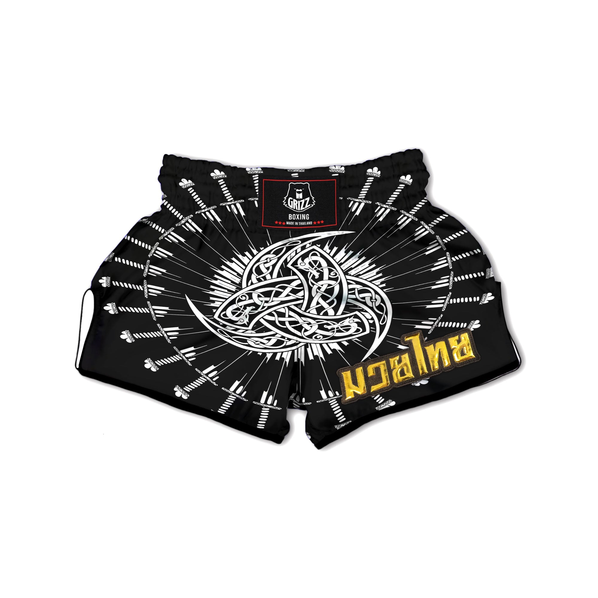 Triple Horn Of Odin Viking Print Muay Thai Boxing Shorts-grizzshop