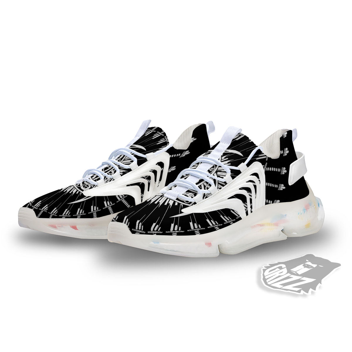 Triple Horn Of Odin Viking Print White Gym Shoes-grizzshop