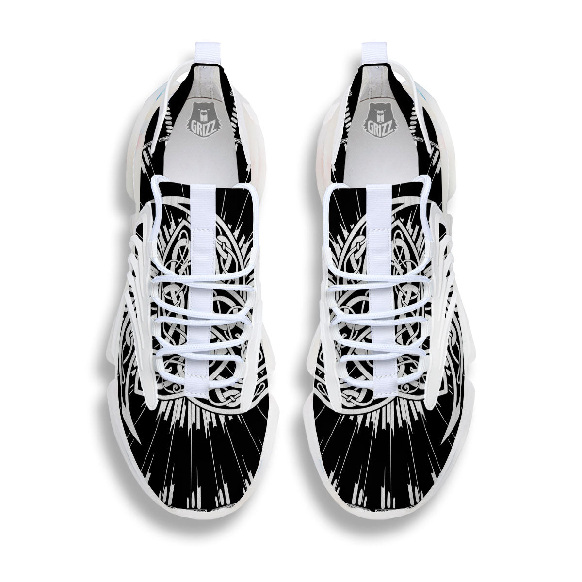 Triple Horn Of Odin Viking Print White Gym Shoes-grizzshop