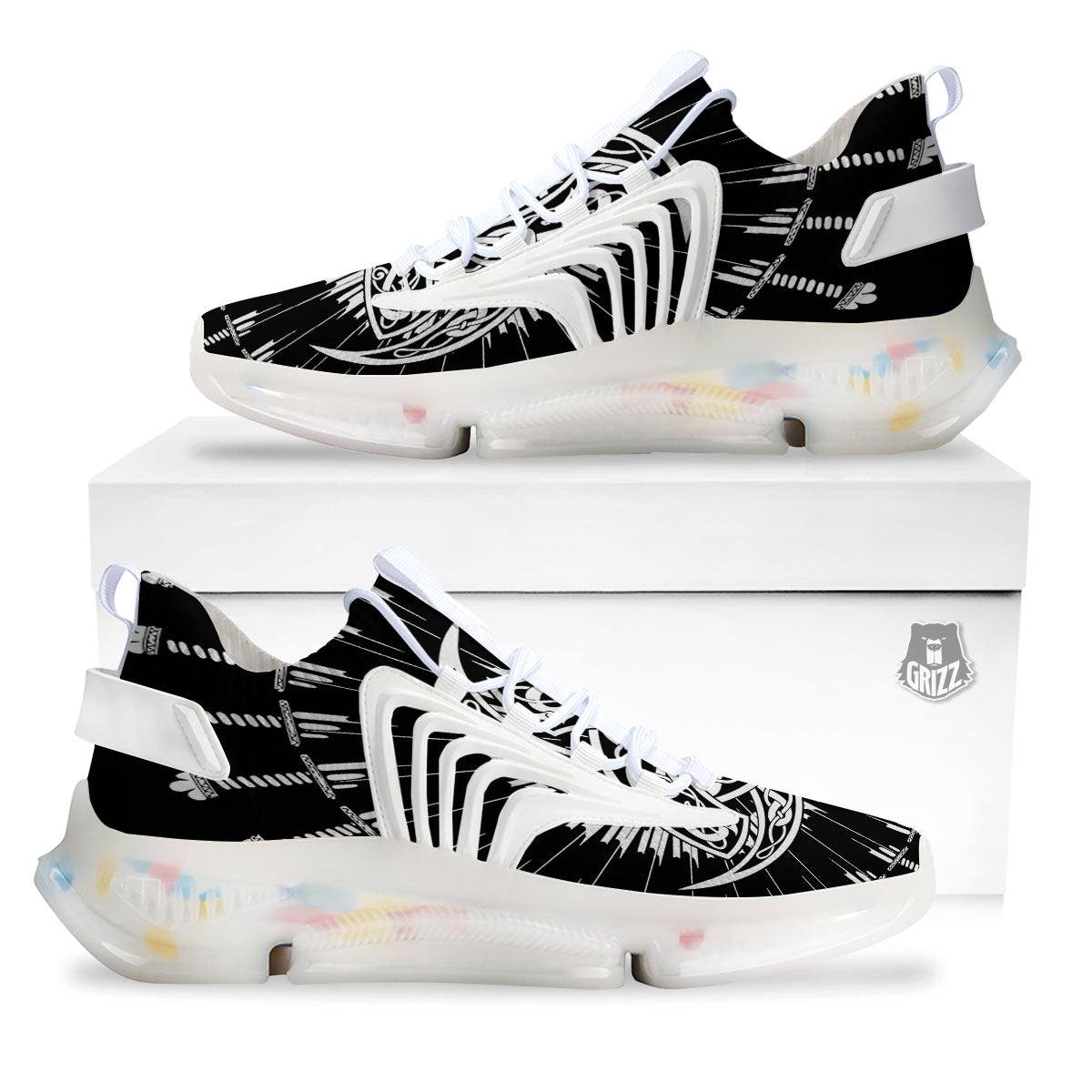 Triple Horn Of Odin Viking Print White Gym Shoes-grizzshop