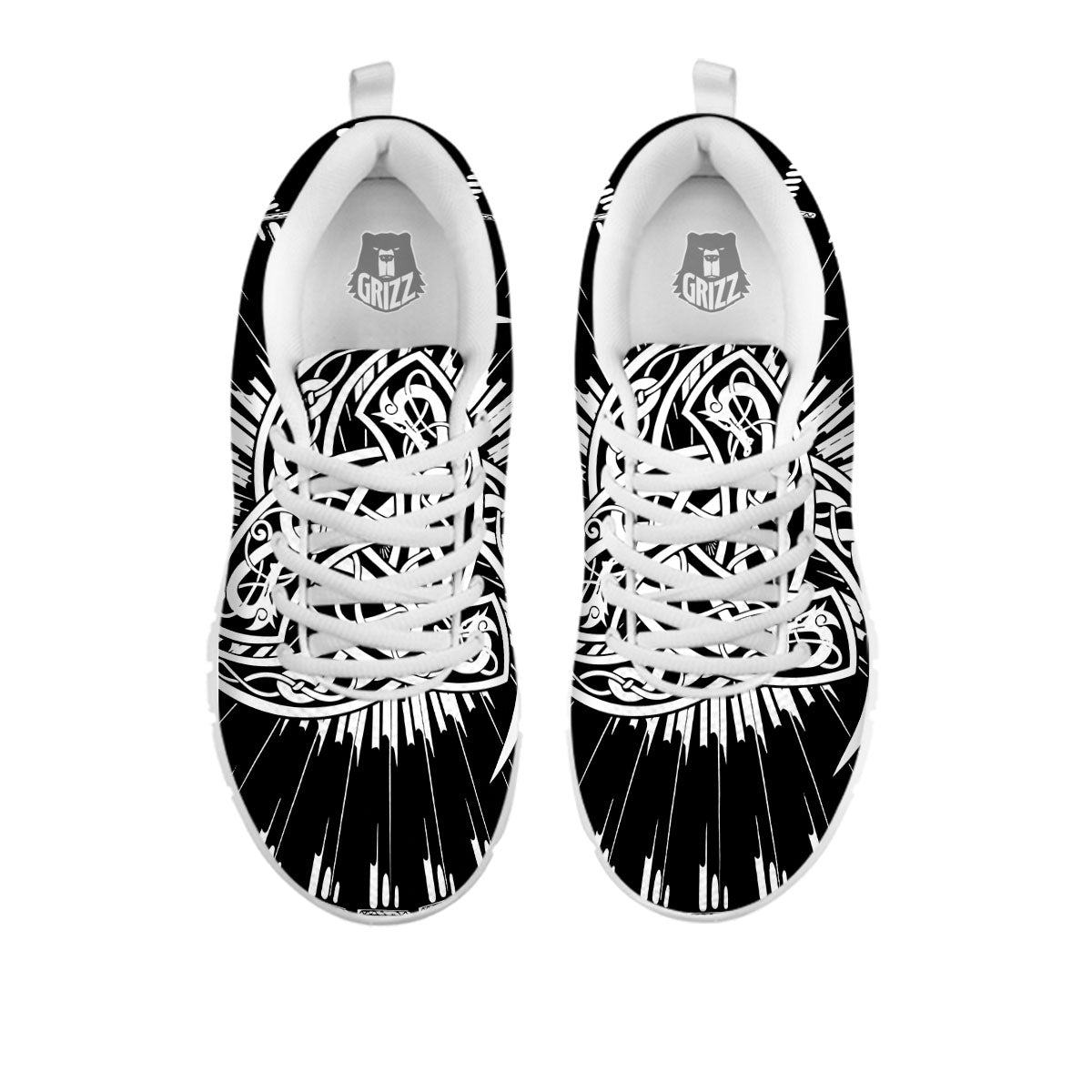 Triple Horn Of Odin Viking Print White Sneaker-grizzshop