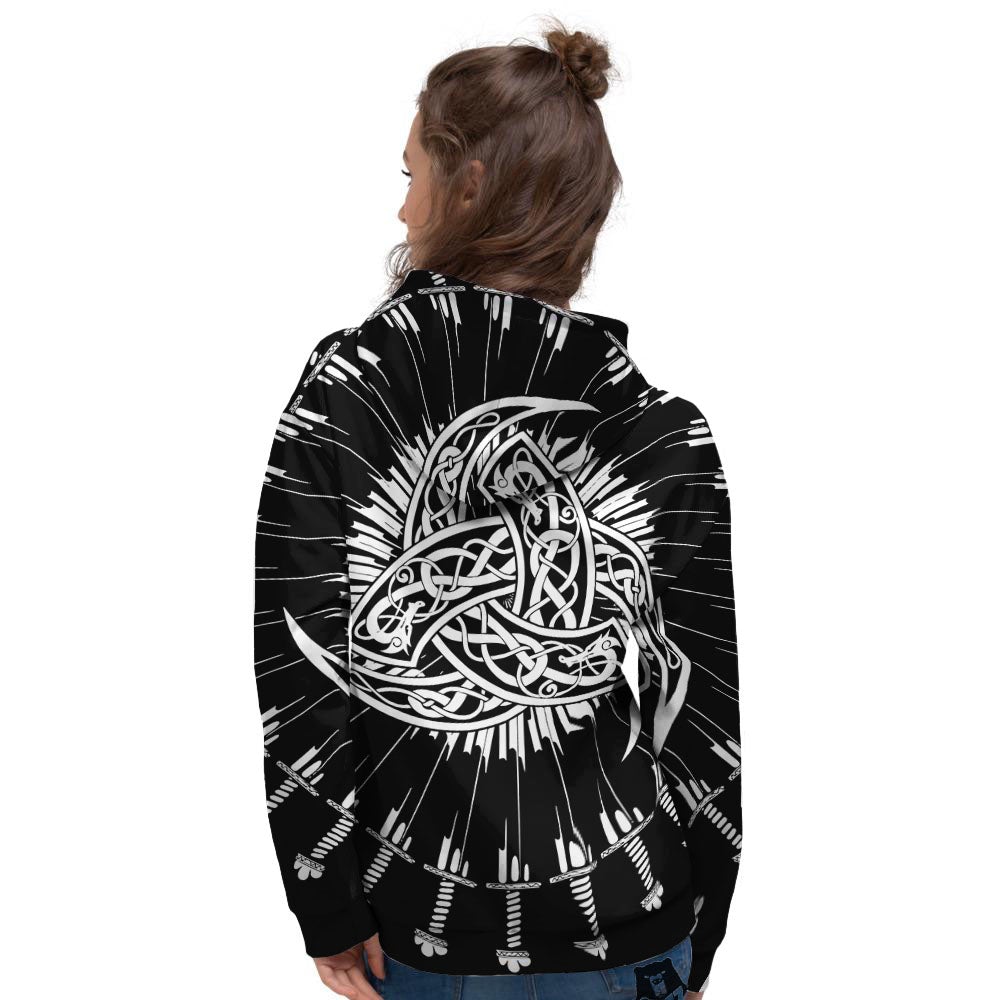 Triple Horn Of Odin Viking Print Women's Hoodie-grizzshop