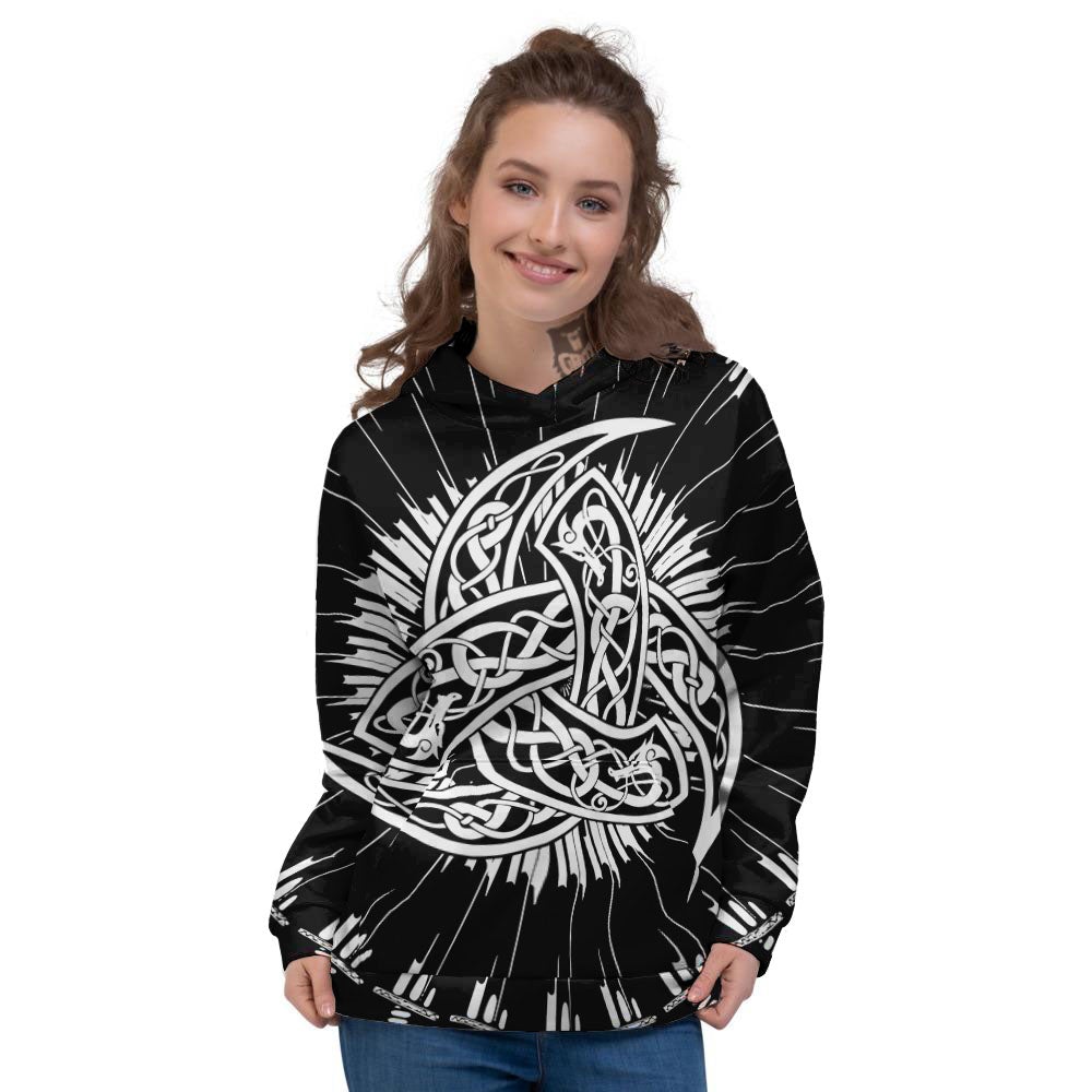Triple Horn Of Odin Viking Print Women's Hoodie-grizzshop