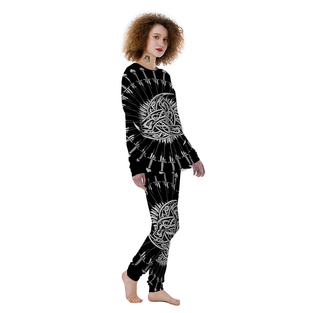 Triple Horn Of Odin Viking Print Women's Pajamas-grizzshop