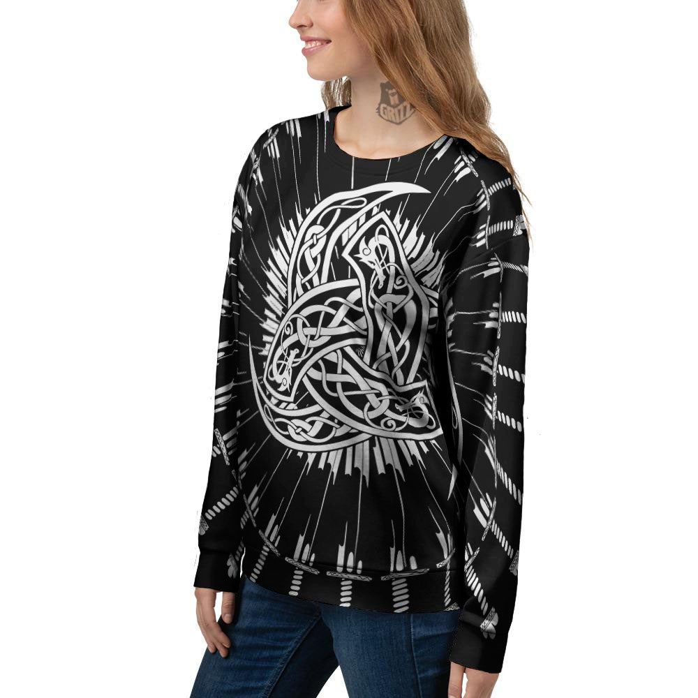 Triple Horn Of Odin Viking Print Women's Sweatshirt-grizzshop