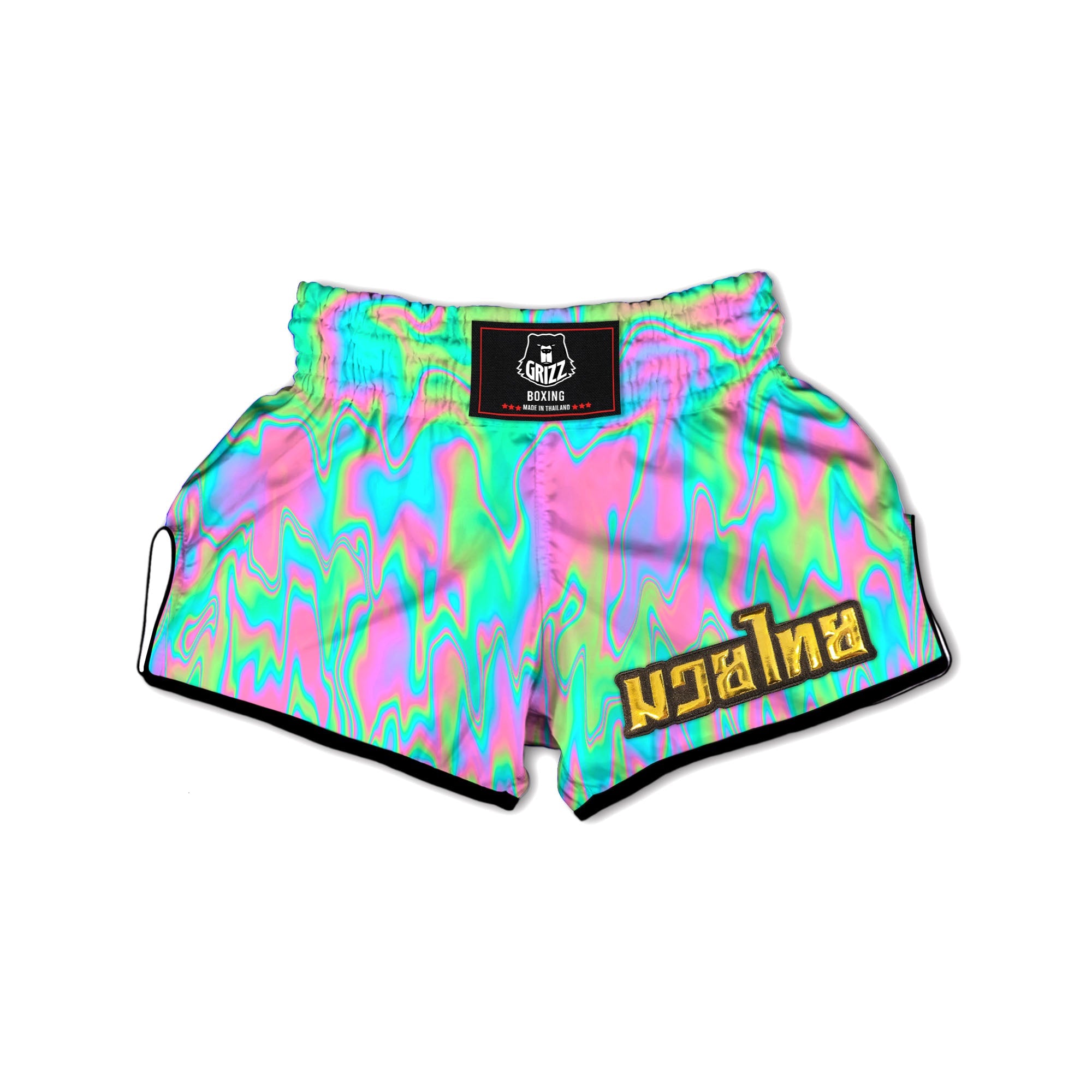 Trippy Abstract Holographic Print Muay Thai Boxing Shorts-grizzshop