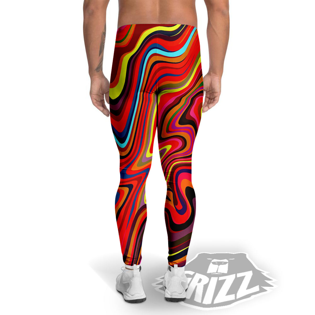 Trippy Abstract Liquid Print Men's Leggings-grizzshop