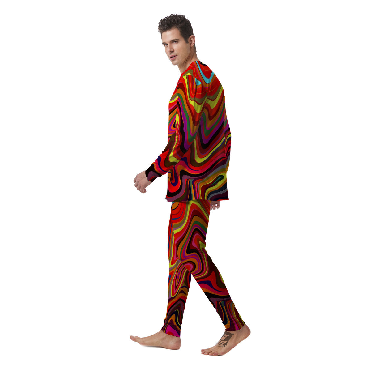 Trippy Abstract Liquid Print Men's Pajamas-grizzshop