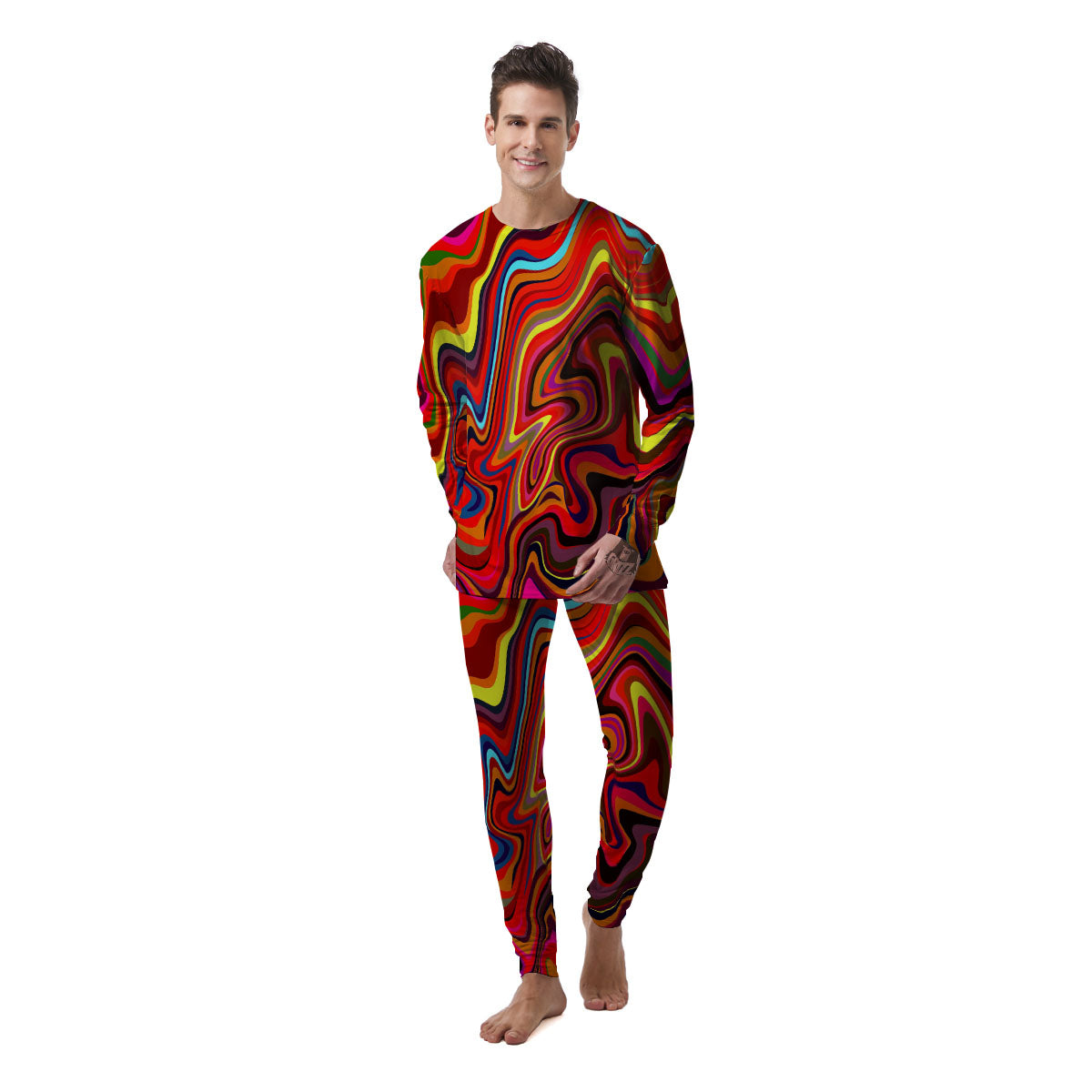 Trippy Abstract Liquid Print Men's Pajamas-grizzshop