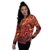 Trippy Abstract Liquid Print Women's Bomber Jacket-grizzshop