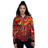 Trippy Abstract Liquid Print Women's Bomber Jacket-grizzshop