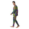 Trippy Abstract Neon Print Men's Pajamas-grizzshop