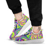 Trippy Abstract Neon Print White Athletic Shoes-grizzshop