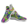 Trippy Abstract Neon Print White Athletic Shoes-grizzshop