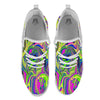 Trippy Abstract Neon Print White Athletic Shoes-grizzshop