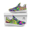 Trippy Abstract Neon Print White Athletic Shoes-grizzshop