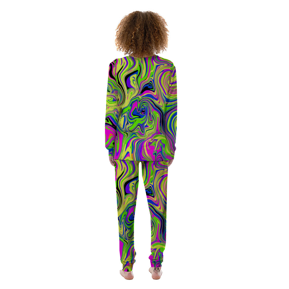 Trippy Abstract Neon Print Women's Pajamas-grizzshop