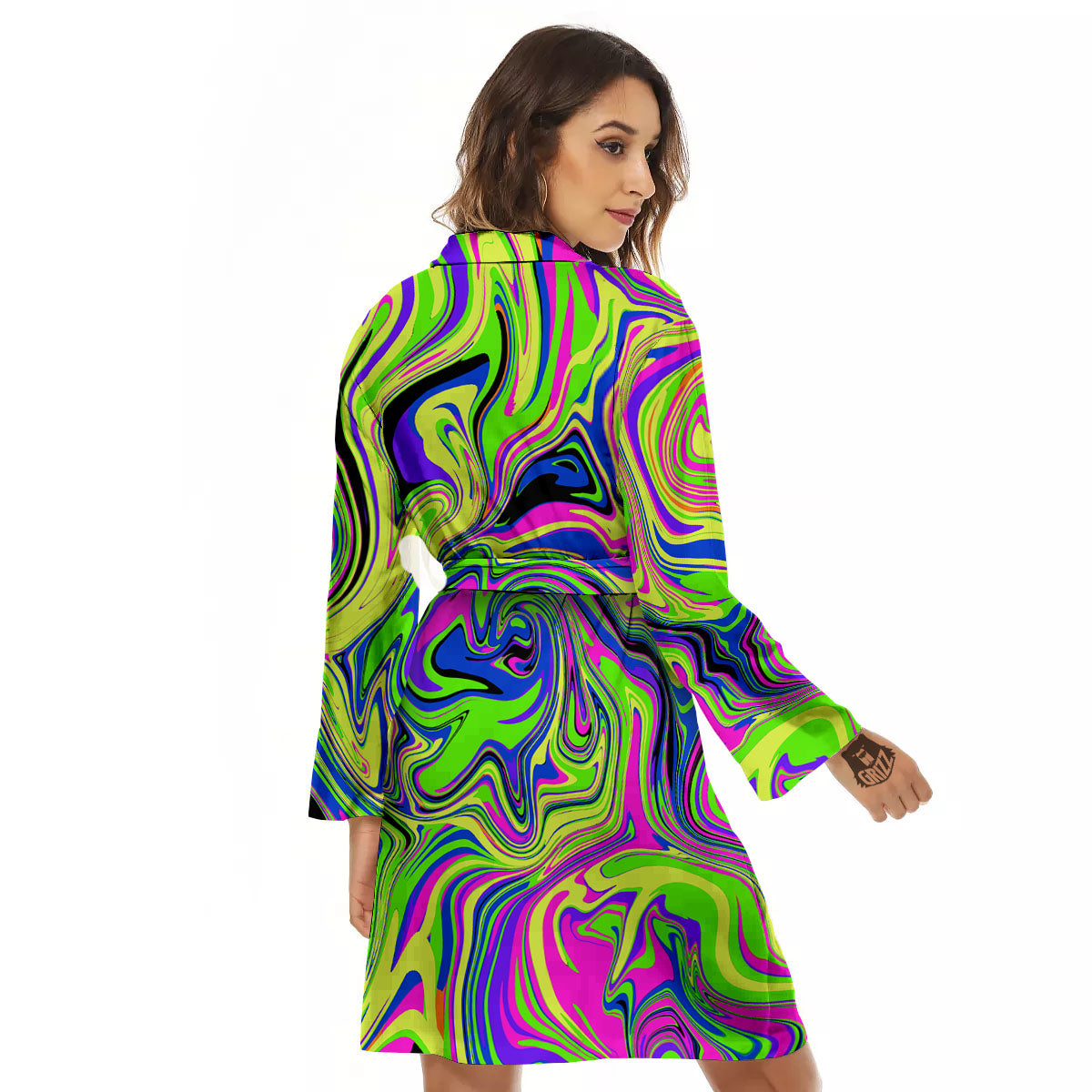 Trippy Abstract Neon Print Women's Robe-grizzshop