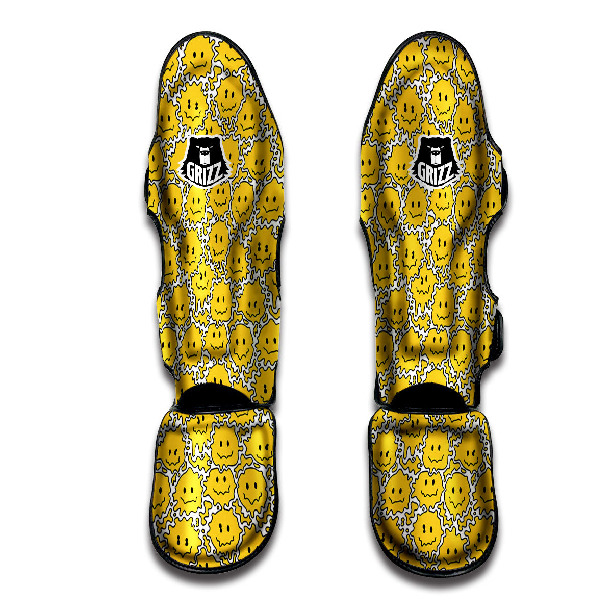 Trippy Abstract Psychedelic Emoji Print Muay Thai Shin Guards-grizzshop