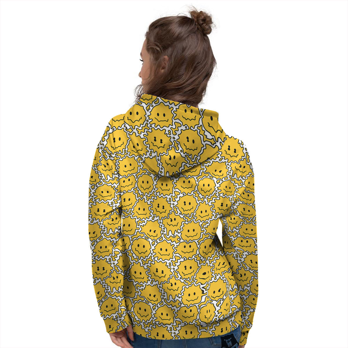 Trippy Abstract Psychedelic Emoji Print Women's Hoodie-grizzshop