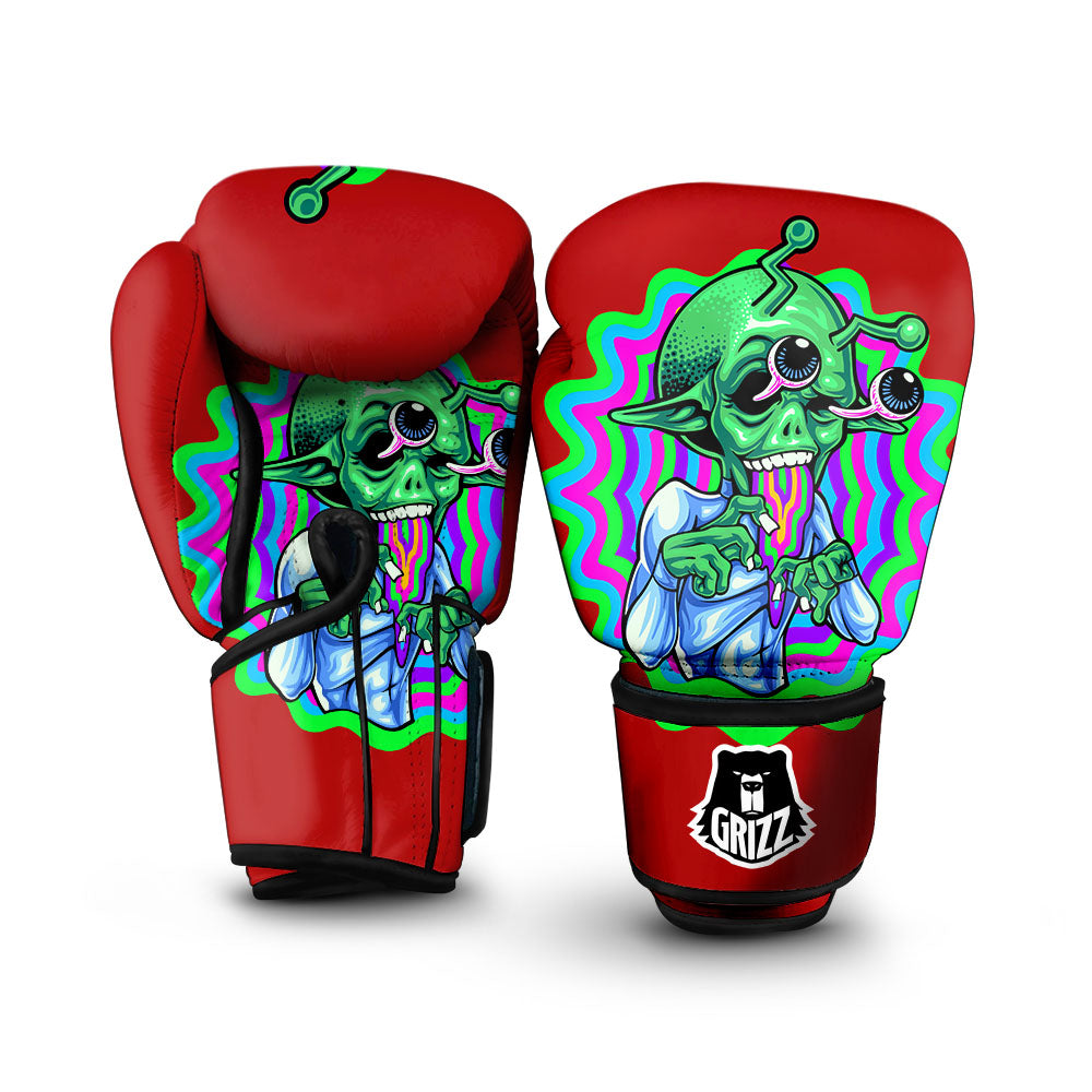 Trippy Alien Crazy Print Boxing Gloves-grizzshop
