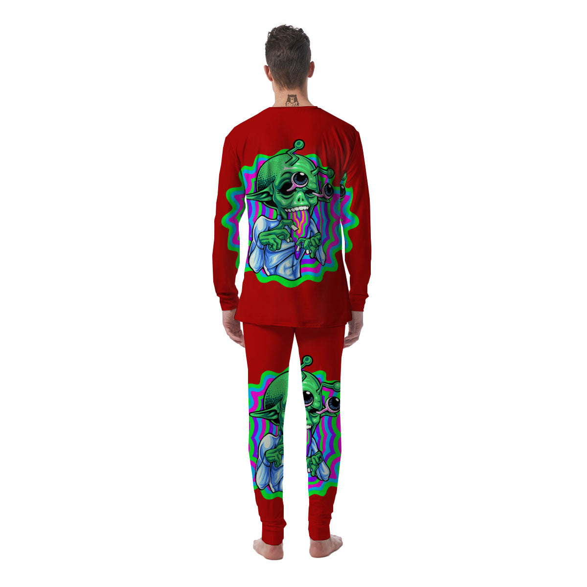 Trippy Alien Crazy Print Men's Pajamas-grizzshop