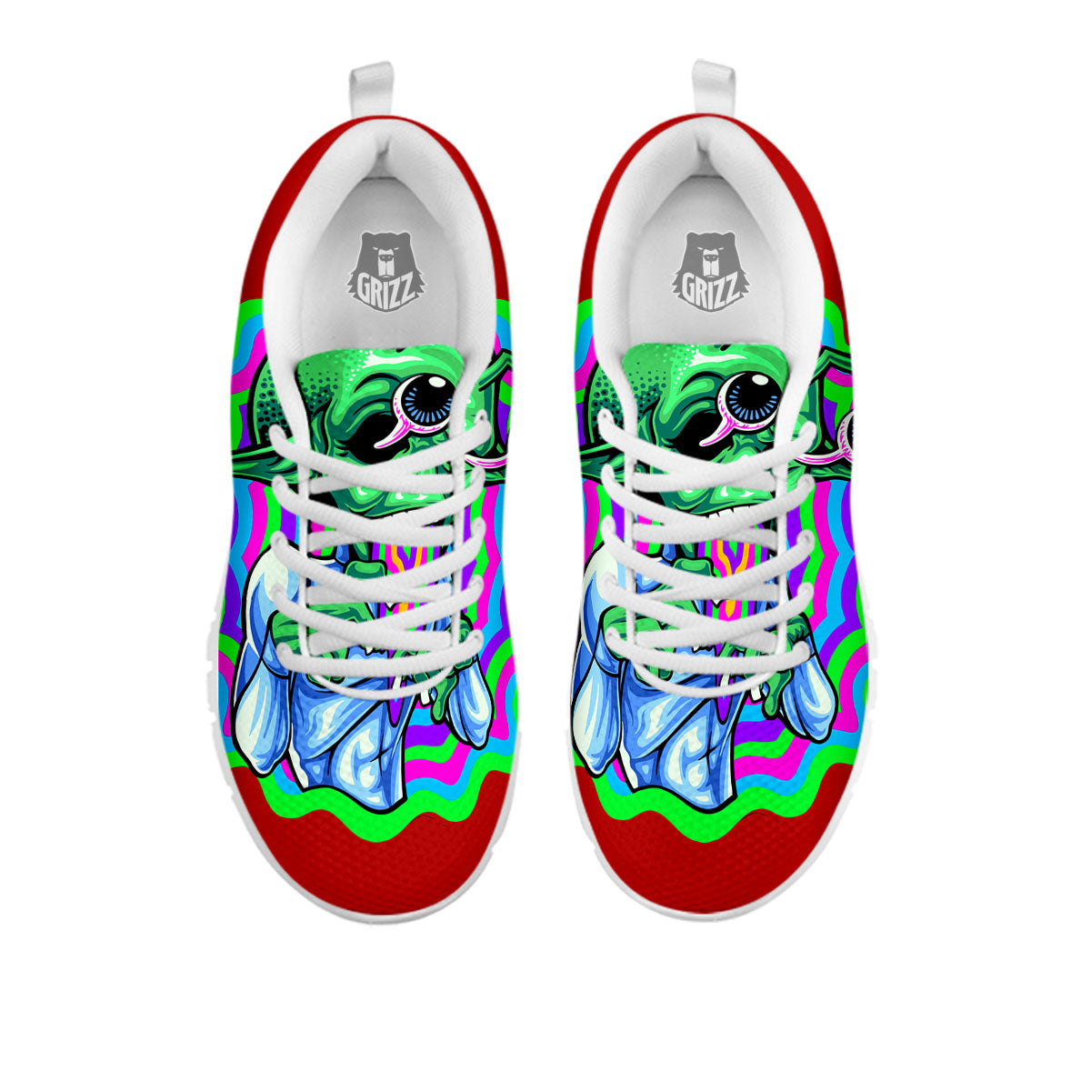 Trippy Alien Crazy Print White Sneaker-grizzshop