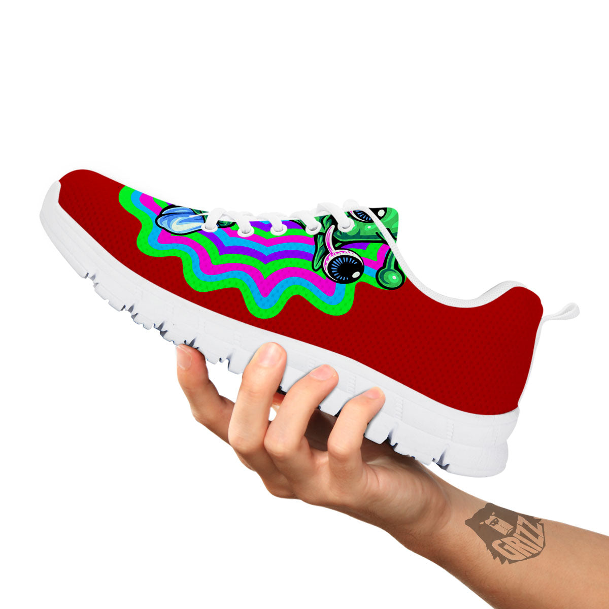Trippy Alien Crazy Print White Sneaker-grizzshop