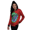 Trippy Alien Crazy Print Women's Bomber Jacket-grizzshop