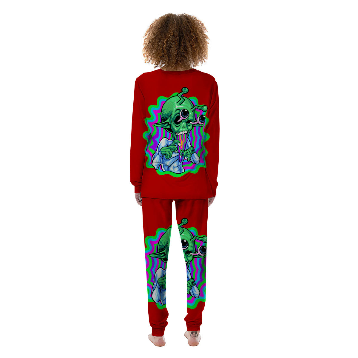 Trippy Alien Crazy Print Women's Pajamas-grizzshop