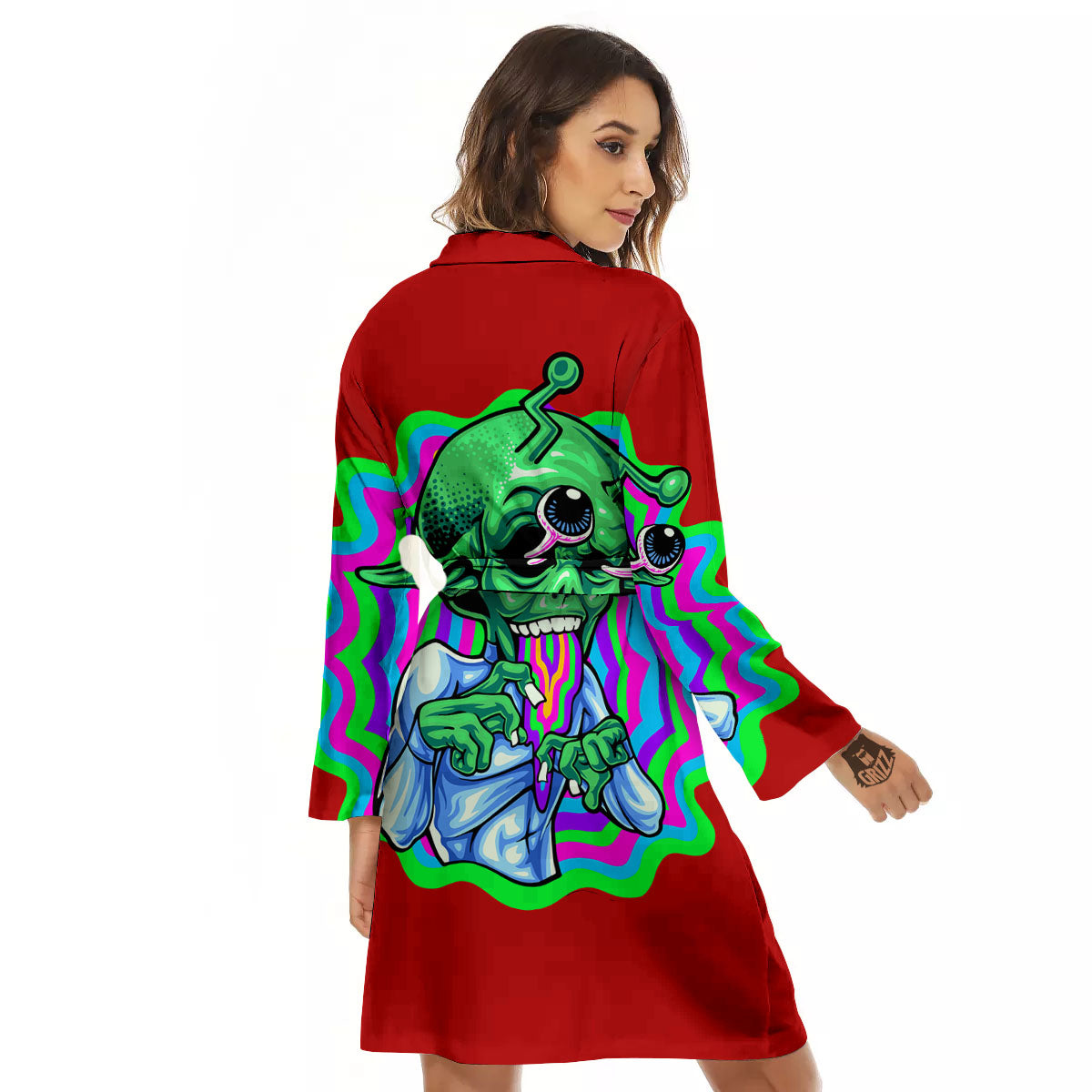 Trippy Alien Crazy Print Women's Robe-grizzshop