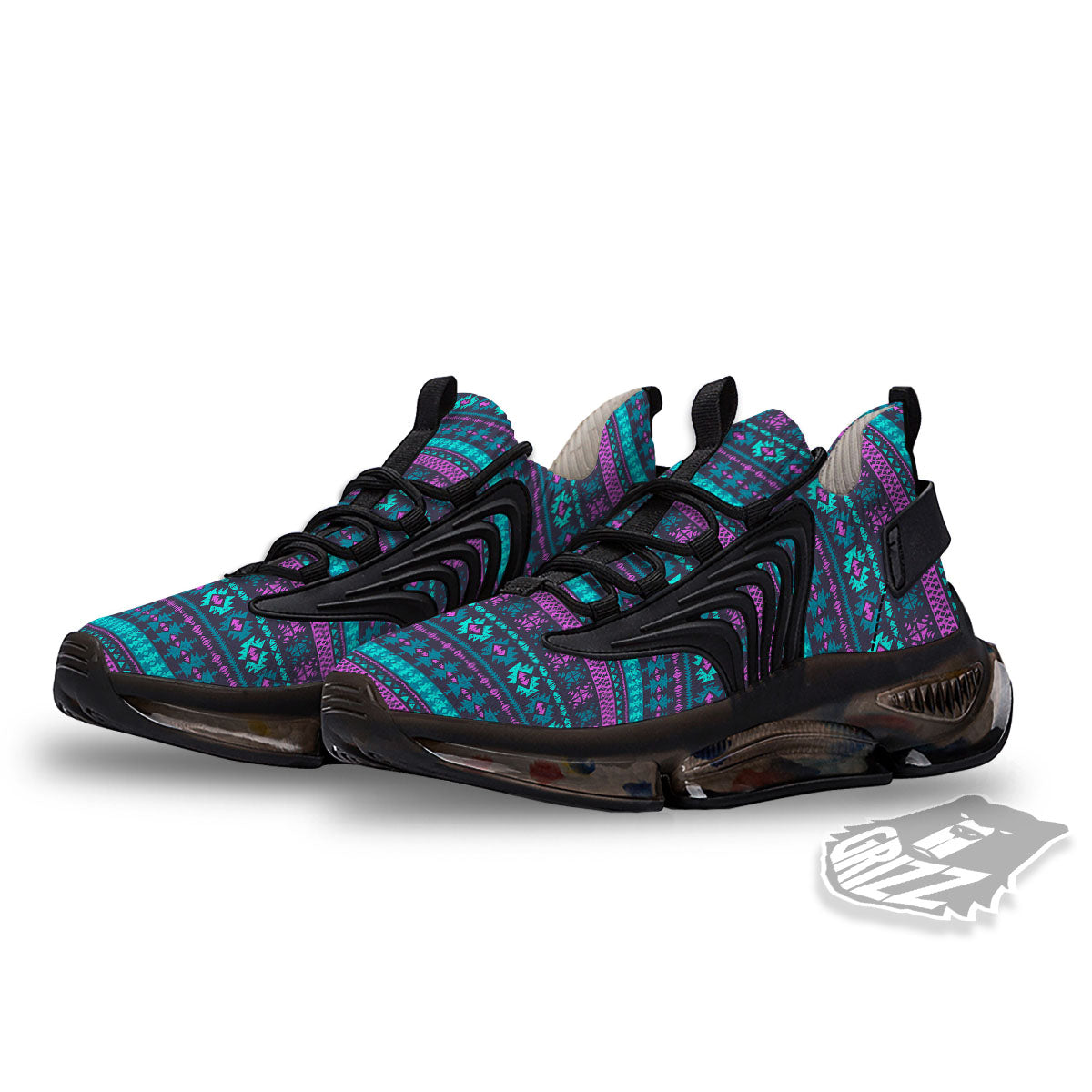 Trippy Ethnic Aztec Print Black Gym Shoes-grizzshop